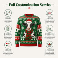 Pull de Noël moche pour hommes, motif vache jacquard tricoté, OEM ODM, logo personnalisé, couleur, taille, vente en gros d'usine