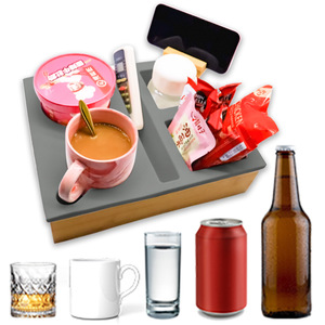 Bandeja Portavasos para Sofá, Rectangular, Blanca, de Silicona Lavable, con Soporte para Bebidas y Teléfono, para Sala de Estar - Product Image 2