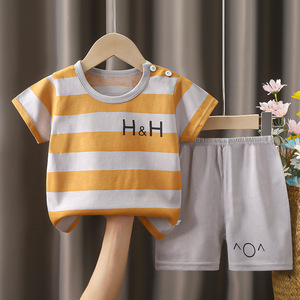 Ensemble <span class=keywords><strong>short</strong></span> et t-shirt pour garçons, été, pur coton, coquille souple, style d'Asie du Sud-Est, imprimé d'animaux de dessin animé, bébé Youyuan Bao - Product Image 5