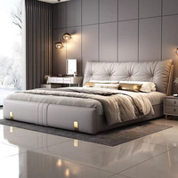 Amerikanisches Kingsize-Bett Hochwertiges Lederbett Schlafzimmermöbel Holz-Queen-Size-Lederbett mit Stauraum