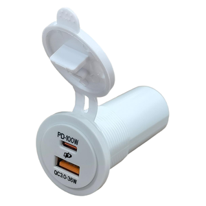 ที่ชาร์จ<span class=keywords><strong>เร็ว</strong></span><span class=keywords><strong>แบ</strong></span>บ PD Type-C 100W สีขาวใหม่ พร้อมพอร์ต USB QC3.0 สำหรับรถยน<span class=keywords><strong>ต</strong></span>์ RV เรือ รถบัส ATV มอเตอร์ไซค์ รถบรรทุก - Product Image 1
