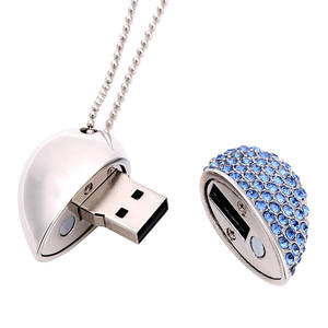 Collar Plata Forma de corazón memorias usb stick Joyería USB flash drive 64GB 32GB 16GB 8GB 4GB pen Jump Drive - Product Image 6