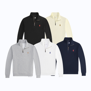 Maglione <span class=keywords><strong>Polo</strong></span> da Uomo in Cotone Ricamato di Lusso, Stile Ralph Lauren, con Zip Corta, Casual, Lavorato a Maglia - Product Image 1