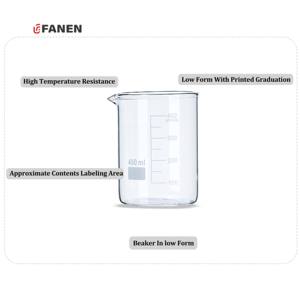 फैन बीकर प्रयोगशाला स्पष्ट ग्लास लैब उच्च गुणवत्ता वाला बीकर वॉल्यूम ग्लास विले बीकर - Product Image 3