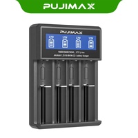 Chargeur de batterie au lithium 18650 portable USB intelligent à 4 emplacements, charge rapide 3,7 V, pour plusieurs tailles de batteries rechargeables, PUJIMAX