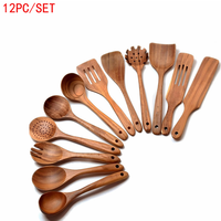 Cuillère en bois d'acacia naturel, ustensiles de cuisine antiadhésifs, outils de cuisine écologiques, kit de cuisine, ensemble d'ustensiles de cuisine