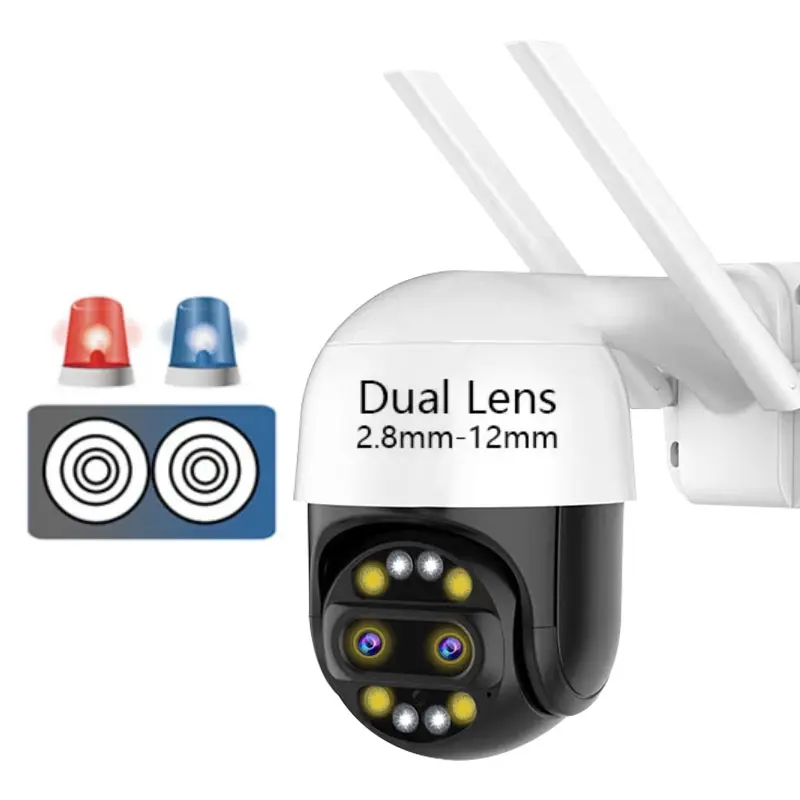 Dual Camera Lens System Video Surveillance 2MP 4MP Smart AI Dual Lens 2.8mm-12mm PTZ IP Security WiFi Camara De Seguridad
