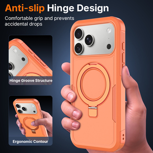 Elegante Funda Protectora Naranja para Teléfono, Resistente a Impactos, Antideslizante, Magnética, con Soporte Ajustable para iPhone 17 18 Pro Max - Product Image 6
