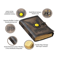 Journal en cuir vintage Harry P Magical Wizard Stone, fait à la main, avec des bords festonnés, carnet de croquis relié, excellent cadeau, grimoire de sorcellerie