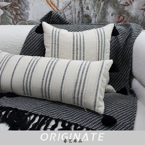 瑞艺简约风格Propillow靠垫套黑白流苏手工缝制客厅卧室床头家居装饰 - Product Image 2