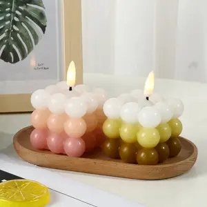 In stock Simulate a real candle gradually changing color white ivory Rubik's Cube 3D LED candle