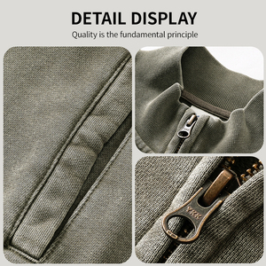 เสื้อสเวตเชิ้ตคอกลมแบบสวมใส่ได้ทั้งชายและหญิง  ผ้าคอตตอนเทอร์รี่  ขนาดใหญ่พิเศษ  ปักลาย  เป็นมิตรกับสิ่งแวดล้อม  คุณภาพระดับ OEM  ซิป ¼  แบบ ODM  สั่งผลิตได้ตามต้องการ - Product Image 5