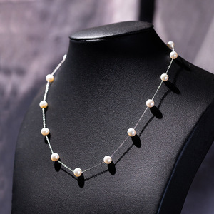 Collar con Colgante de Perla de Agua Dulce de 6-7 mm, Diseño Simple, Color Dorado Cielo Estrellado, con Borla de Microfibra Brillante, Zhuji G18K - Product Image 3