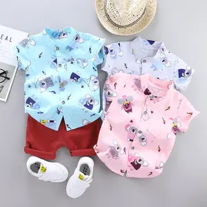 Vendite dirette della fabbrica vestiti per bambini piccoli stampati set di abbigliamento per neonati pantaloncini per camicie estive set estivi per bambini