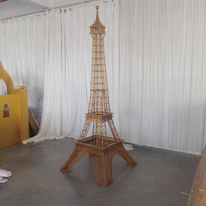 Decorazione di nozze <span class=keywords><strong>torre</strong></span> Eiffel grande ornamento 8,5 piedi in metallo dorato arco arco sfondo puntelli all'aperto - Product Image 4