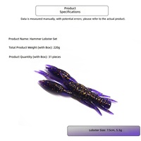 Boîte à cinq compartiments, 30 leurres souples en PVC cinq couleurs, imitation crevettes et écrevisses, 7,5 cm, 5,5 g, leurres souples pour la pêche
