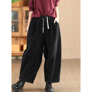 Harem <b>Pants</b> Corduroy Plus Size High Waist Casual <b>Pants</b> With Pocket Autumn Winter Style - Product Image 2