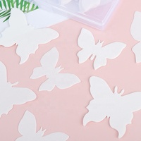 50 pièces/boîte Papillons comestibles multicolores en papier gaufré de 0,65 mm pour décorations de gâteaux, cupcakes, remises de diplômes et Halloween
