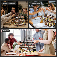 Présentoir à desserts pliable à 3 niveaux en bois, grand format, pour buffet de mariage, décoration alimentaire, présentoir de luxe pour hôtel