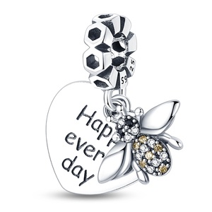 Ciondolo a Cuore con Zirconi a Nido d'Ape Serie Ape Bestseller, per Gioielli Fai da Te, in Rame Placcato Argento/Oro - Product Image 4