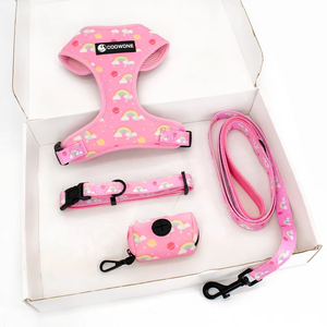 Tali kekang anjing Neoprene kustom, Set tali kerah dapat disesuaikan tanpa tarik, tali anjing kerah kotoran, tas Dispenser Latihan Hewan Peliharaan - Product Image 1