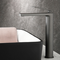 Robinet de lavabo moderne à poignée unique, haut, pour eau chaude et froide, facile à installer, pour salle de bain