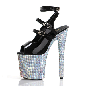 Sandalias de Plataforma con Pedrería de 8 Pulgadas para Pole Dance, Plataforma de Pasarela, Moda, Punta Abierta, Tacones Finos para Club Nocturno, Estilo Gladiador Punk - Product Image 1