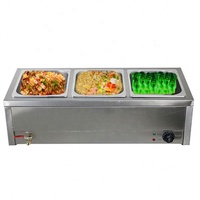 Chauffe-Plats Électrique en Acier Inoxydable Lingduo CCT3 Bain-Marie Commercial pour Buffet, Restaurant et Traiteur, 3 Bacs de 6L, Manuel