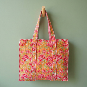 Bolso Tote de Algodón Acolchado con Estampado Floral, Estilo Boho, con Cierre de Cremallera, para Mujer, Verano, Playa - Product Image 2