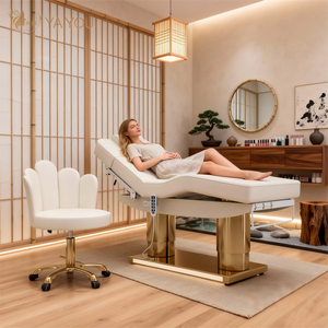 Giường <span class=keywords><strong>massage</strong></span> mặt 4 động cơ, cột đôi, chân đế kim loại mạ vàng cao cấp dành cho salon làm đẹp - Product Image 1