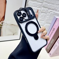 Coque de téléphone magnétique Meracly pour iPhone 11 12 13 14 15 16 17 Pro Max, design double acrylique avec support d'objectif