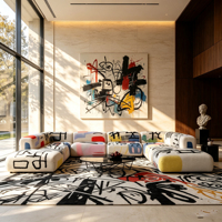 Canapé modulaire en tissu imprimé graffiti moderne, canapé créatif pour la décoration du salon à la maison