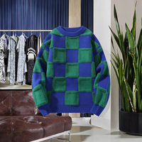 Pulls en maille à carreaux de luxe pour hommes, automne-hiver, personnalisables, anti-rétrécissement, respirants, tissu standard, acrylique de haute qualité, chauds