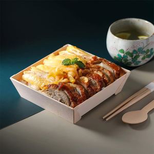 Conteneur alimentaire jetable biodégradable en bois pour bento, boulangerie, sushi, fruits, traiteur, préparation de repas, emballage à emporter avec revêtement UV - Product Image 4