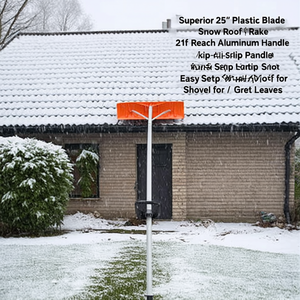 Râteau à neige de qualité supérieure avec lame en plastique de 25 pouces, manche en aluminium de 21 pieds, antidérapant, pour la neige et les feuilles mouillées - Product Image 2