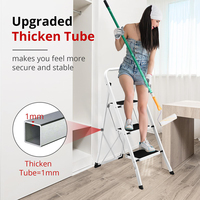 Échelle pliante portable moderne en fer à 2/3/4 marches, multi-usages, robuste, cuisine, maison, escabeau antidérapant avec poignée en caoutchouc