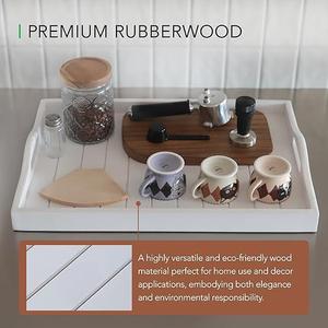 Bandeja de madera grande <span class=keywords><strong>para</strong></span> reposapiés con asas, bandeja de decoración rústica <span class=keywords><strong>para</strong></span> <span class=keywords><strong>desayuno</strong></span>, cama, cocina, cena, comida, mesa de café, bandeja <span class=keywords><strong>para</strong></span> beber - Product Image 2