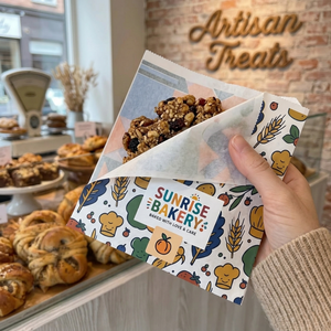 Bolsas de Papel Antigrasa Personalizadas, Bolsas de Embalaje para Alimentos con Doble Abertura en Forma de L, Triangulares, para Hamburguesas, Donuts, Resistentes al Aceite - Product Image 3