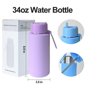 Botellas de Agua Deportivas de Acero Inoxidable con Aislamiento al Vacío y Revestimiento Cerámico de 34 oz con Logotipo Personalizado - Product Image 2