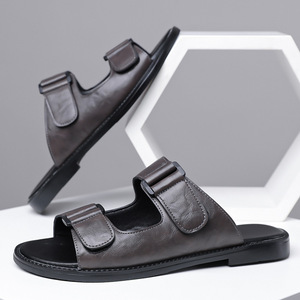 Sandalias de Cuero para Hombre, Antideslizantes, Negras, Talla 46-47, Moda Juvenil, Zapatos de Playa - Product Image 3