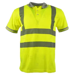 ANSSI CE חולצת ספורט רעיוני בטיחות בניית כביש ללבוש חולצת פולו שרוול קצר Hi Vis גברים חולצת עבודה חיצונית