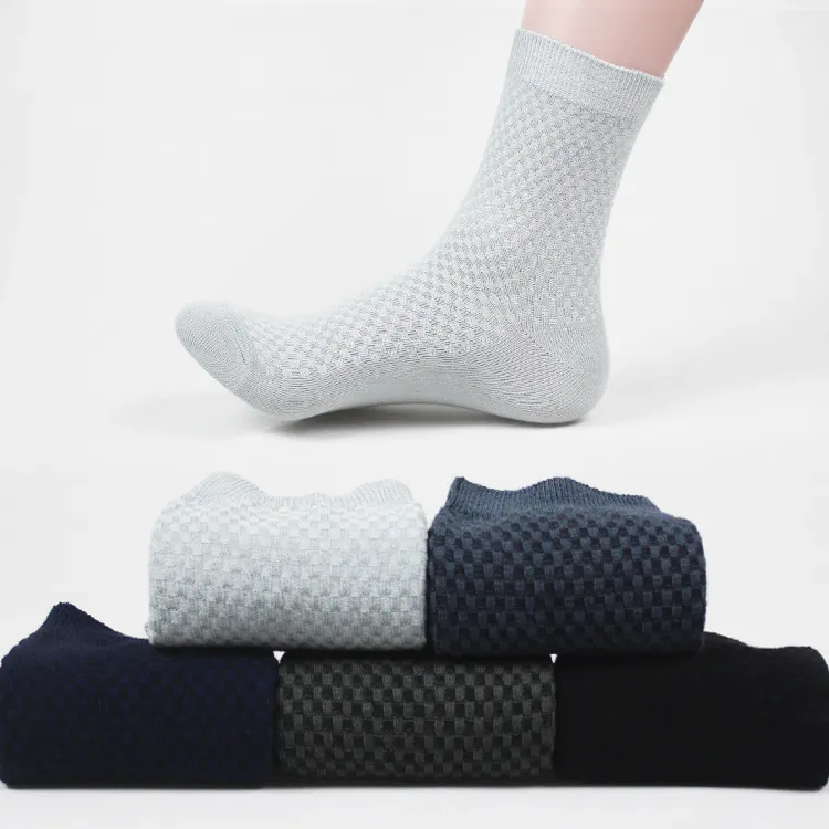 Fele Custom Plain Business Socks Bamboo Fiber Ankle Cotton Formal Dress Socks For Men With Gift Box Package