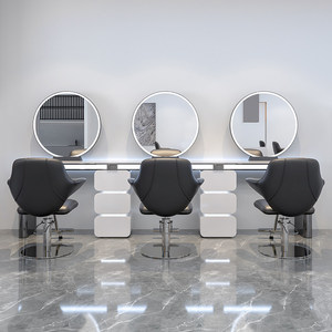 Miroir de maquillage LED rond en acier inoxydable, miroir de coiffeuse double face pour salon, miroir de studio capillaire, station de beauté moderne - Product Image 3