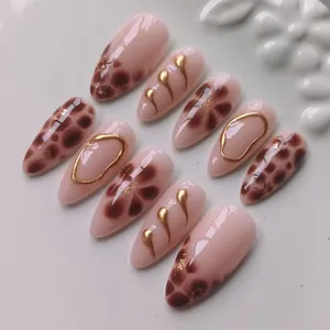 Uñas <span class=keywords><strong>Postizas</strong></span> de Lujo para el Día de San Valentín, Hechas a Mano, con Diseño de Flor Roja en 3D, Forma Almendrada y Stiletto, Hermosas y Modernas - Product Image 1