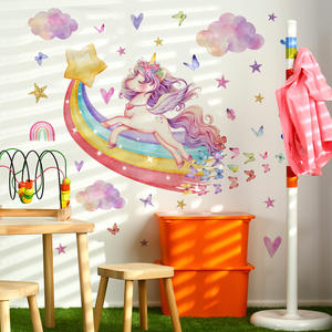 Autocollant mural <span class=keywords><strong>en</strong></span> PVC <span class=keywords><strong>licorne</strong></span> <span class=keywords><strong>arc</strong></span>-<span class=keywords><strong>en</strong></span>-<span class=keywords><strong>ciel</strong></span> pour chambre d'enfant, décoration murale de chambre d'enfant, décoration de la maison - Product Image 3