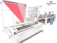 Équipement de production de sacs à fond rond pour poulet entièrement automatique RQL-A800, machine de fabrication de sacs à soufflet latéral en PE/OPP à découpe à chaud