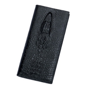 Noir 3D Crocodile Motif En Cuir Véritable Hommes Multifonctionnel Grande Capacité Affaires Long Italie Portefeuille - Product Image 1