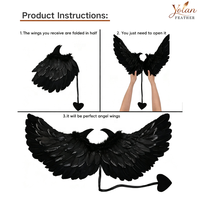 Ailes de plumes en gros, accessoires de costume de démon, ange, petit monstre pour Halloween, fête, cosplay, performance scénique, décoration