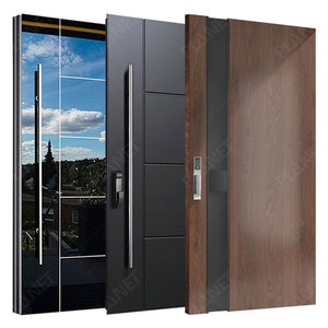 Porte d'entrée principale en aluminium simple et économique, meilleur prix, portes <span class=keywords><strong>de</strong></span> sécurité extérieures, portes en bois massif imperméables, styles variés - Product Image 2
