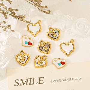 Colgante de Corazón de Acero Inoxidable con Diseño de Corona para la Fabricación de Collares, Accesorios de Joyería 351 WLL351 - Product Image 1